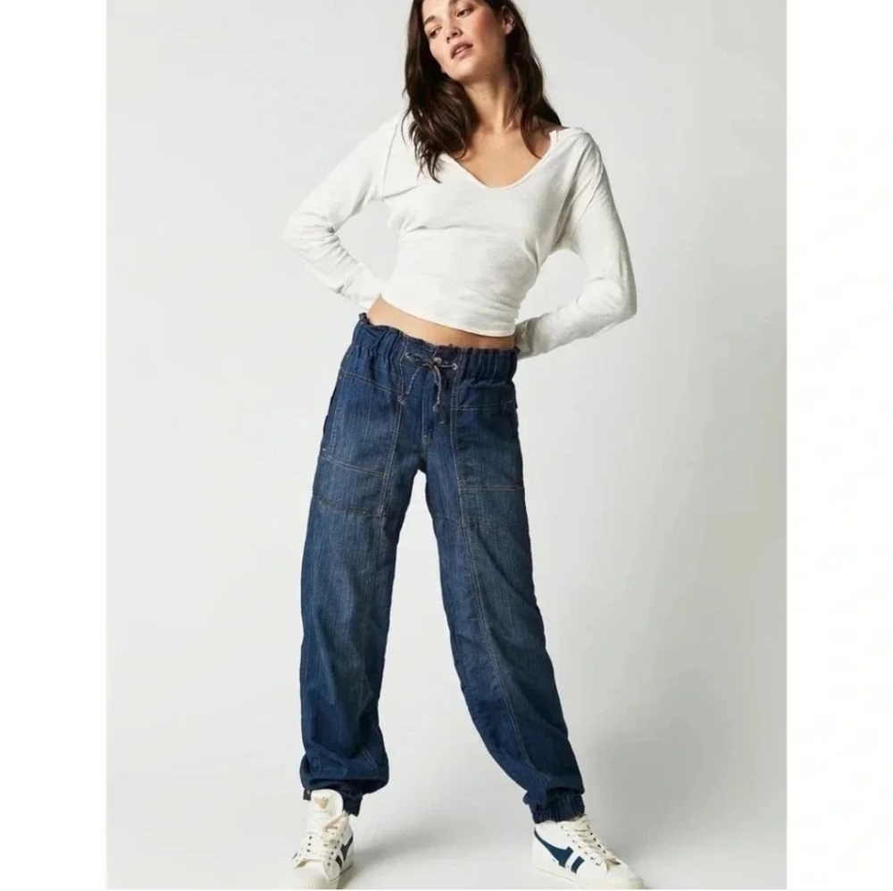 Free People We The Free Angelo Denim Pull On Jeans Pants Slouchy, Size M